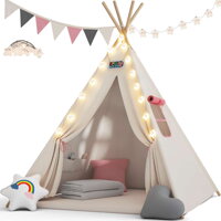 Cort tip teepee pentru copii JULIA, 160x120x120cm, bej/roz