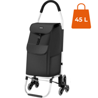 Punga de cumpărături Shopper, cu roți pentru scări, 45L, 101x45x39 cm, neagră