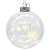 Glob luminos de Crăciun STAR, sticlă transparentă, Ø9,5cm alb cald  
