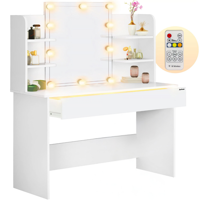 Masă de toaletă LUCIA cu iluminare, 108x40x140cm, alb