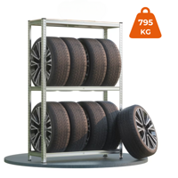 Raft pentru anvelope TYRE, 120x40x180cm, max. 795kg, oțel/deschis maro