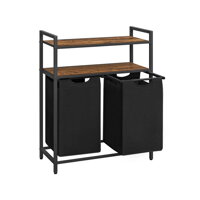 Coș de rufe cu 2 polițe BERGEN, 2x46L, negru/maro