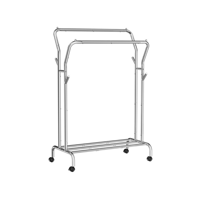 Suport de îmbrăcăminte MATILDA pe roți, capacitate maximă 100 kg, 155x103x52 cm, argintiu