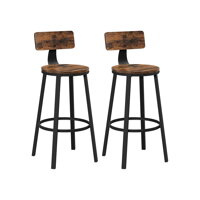 Scaune de bar LUND cu spătare, 2 buc., 99x54cm, maro/negru  