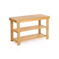 Bancă de bambus cu spațiu pentru pantofi SANDY, 70x28x45cm, lemn natural  