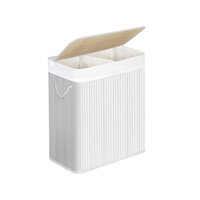 Coș de rufe de bambus DORA 100L, alb  