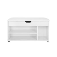 Pantofar cu bancă și spațiu de depozitare LUJZA, 80x30x44cm, alb  