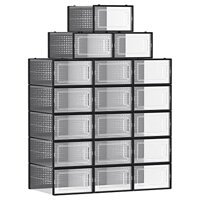 Organizator pentru pantofi MARI, 18 compartimente, negru/transparent