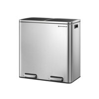 Coș pentru sortarea deșeurilor SORT, 2x30 l + saci de gunoi, argintiu/negru