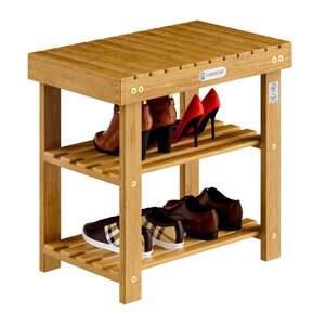 Bancă pentru hol cu spațiu pentru pantofi NINA, 50x30x46cm, maro natural