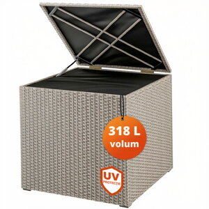 Ladă de depozitare din poliratan RICCO, 318L, 75x75x70 cm, crem