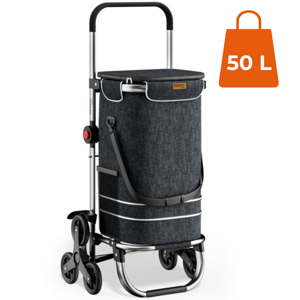 Geantă de cumpărături pe roți pentru scări COMFORT, 50L, negru