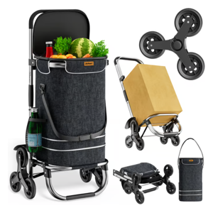 Geantă de cumpărături pe roți pentru scări COMFORT, 50L, negru