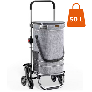Geantă de cumpărături pe roți pentru scări COMFORT, 50L, gri