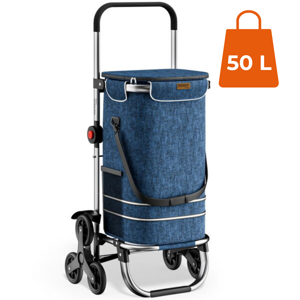 Geantă de cumpărături pe roți pentru scări COMFORT, 50L, albastru