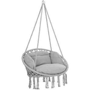 Scaun suspendat BOHO cu perne, Ø61cm, gri deschis  