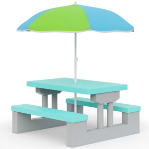 Set de șezut pentru copii cu umbrelă de soare JASMIN, 67x78,5x42,5cm,mentă/gri