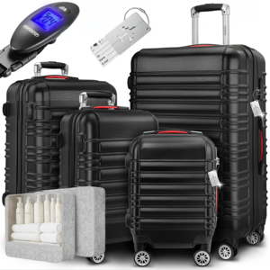 Set de valize rigide AERO, 4 piese, ABS, negru