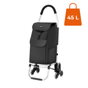 Punga de cumpărături Shopper, cu roți pentru scări, 45L, 101x45x39 cm, neagră
