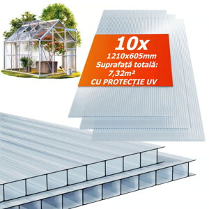 Policarbonat celular MARK 6mm, 60,5x121x0,6cm, 10 bucăți, transparent