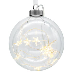 Glob luminos de Crăciun STAR, sticlă transparentă, Ø9,5cm alb cald  