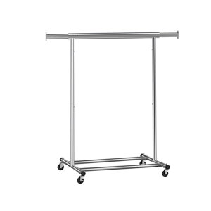 Suport pentru haine INEZ cu roți, max.90kg, 83,5x45x160cm, argintiu