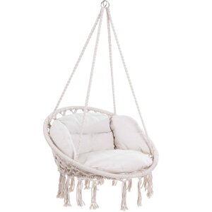 Scaun suspendat BOHO cu perne, Ø61cm, bej  