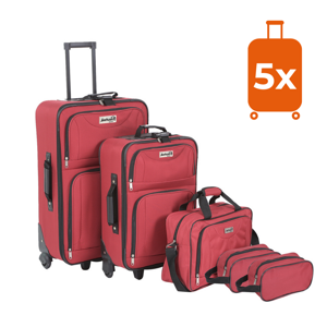 Set de valize de călătorie TRAVEL, 5 piese, roşu
