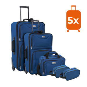 Set de valize de călătorie TRAVEL, 5 piese, albastru închis
