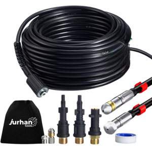 Set de curățare țevi Premium, 30 m, negru