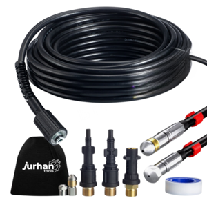 Set de curățare țevi Premium, 15 m, negru