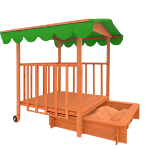 Groapa cu nisip cu verandă HARVY, 130x130x143cm, maro/verde
