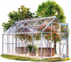 Záhradný skleník z polykarbonátu so základňou M6, 380x190x195cm
