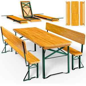 Set de masă pentru bere PRAKTIK cu spătar, 170cm, maro