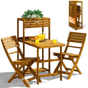 Set balcon PATIO, 3 piese, lemn natural