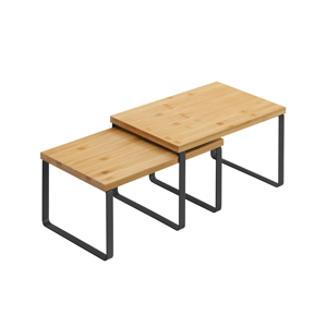 Set de organizatoare din bambus CEZAR, 2 piese, maro/negru