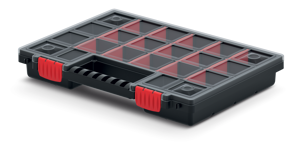 Organizator din plastic NORS, 10 bucăți, 22 compartimente, 34x25x5 cm, negru/transparent