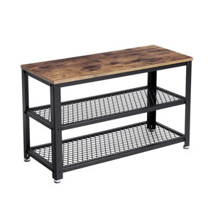 Bancă pentru hol cu spațiu pentru pantofi INDY, 73x30x45cm, maro/negru