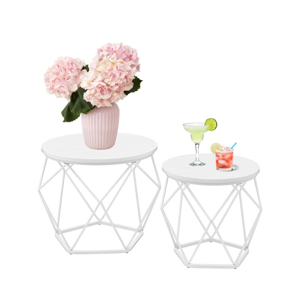 Set de măsuțe de cafea VERA, 50x40cm/40x36cm, alb