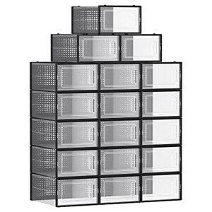 Organizator pentru pantofi MARI, 18 compartimente, negru/transparent