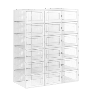 Organizator pentru pantofi MARI, 18 compartimente, transparent/albă