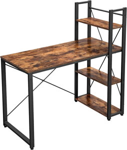 Birou de birou cu rafturi AURE, 97x56x120cm, negru/maro