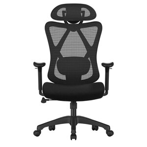 Scaun de birou cu tetieră MAGNUS, max. 150 kg, negru