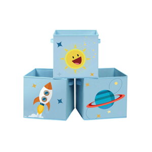 Sada troch úložných boxov VESMÍR 30x30cm, detská, modrá