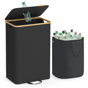 Coș pentru sortarea sticlelor și dozelor ECOVIA, 100l, negru/bej