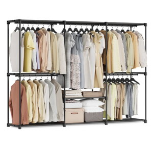 Dulap deschis cu rafturi DRESSIO, 205x43x166 cm, negru
