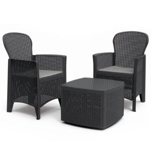 Set de grădină TREE, 3 piese, culoare antracit