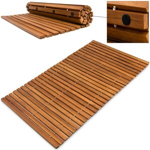 Covoraș de baie din lemn de acacia dur, model Line - certificat FSC®