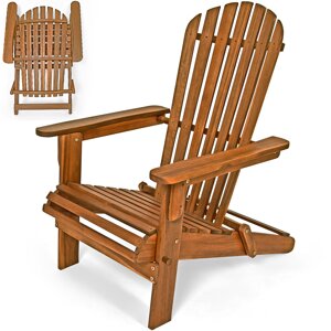 Șezlong de grădină ADIRONDACK, rabatabil, 69x84x94cm, natur maro  