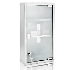 Trusă medicală de perete SAVE, 25x12x48,5cm, argintiu